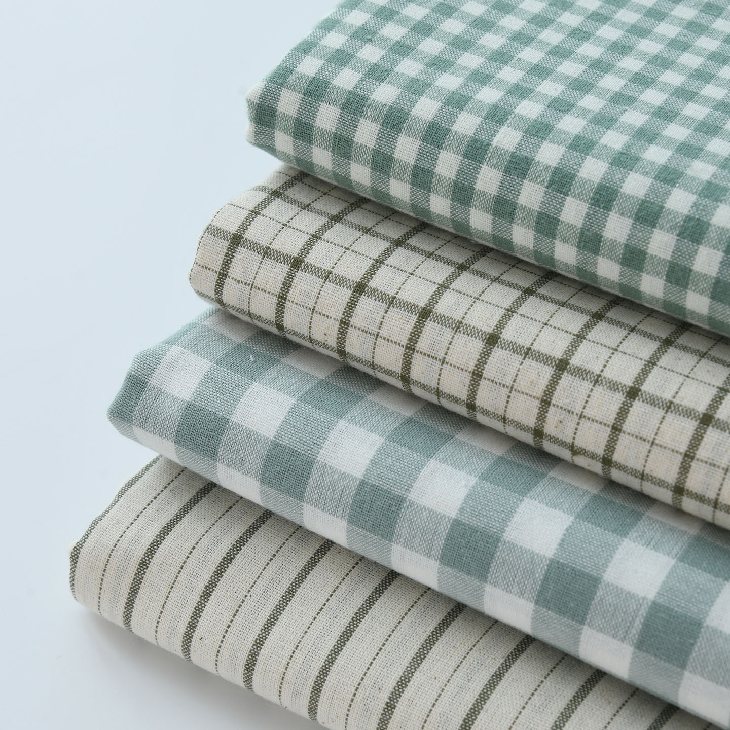 Linen Table Runner - Kain Linen Imitasi Hijau Vintage, Motif