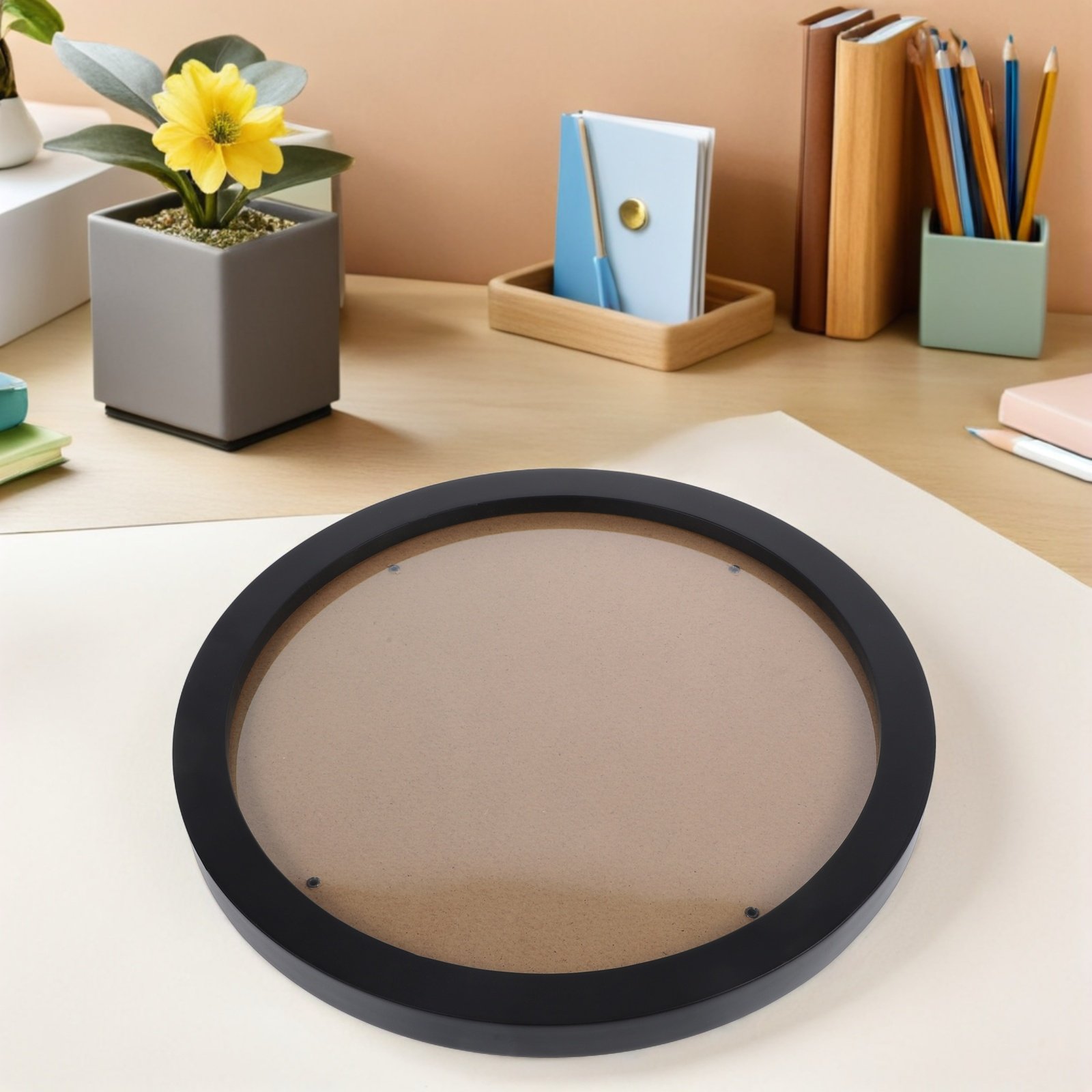 Bamboo Photo Frame - Bingkai Pajangan Bordir Bulat 14 Inci,