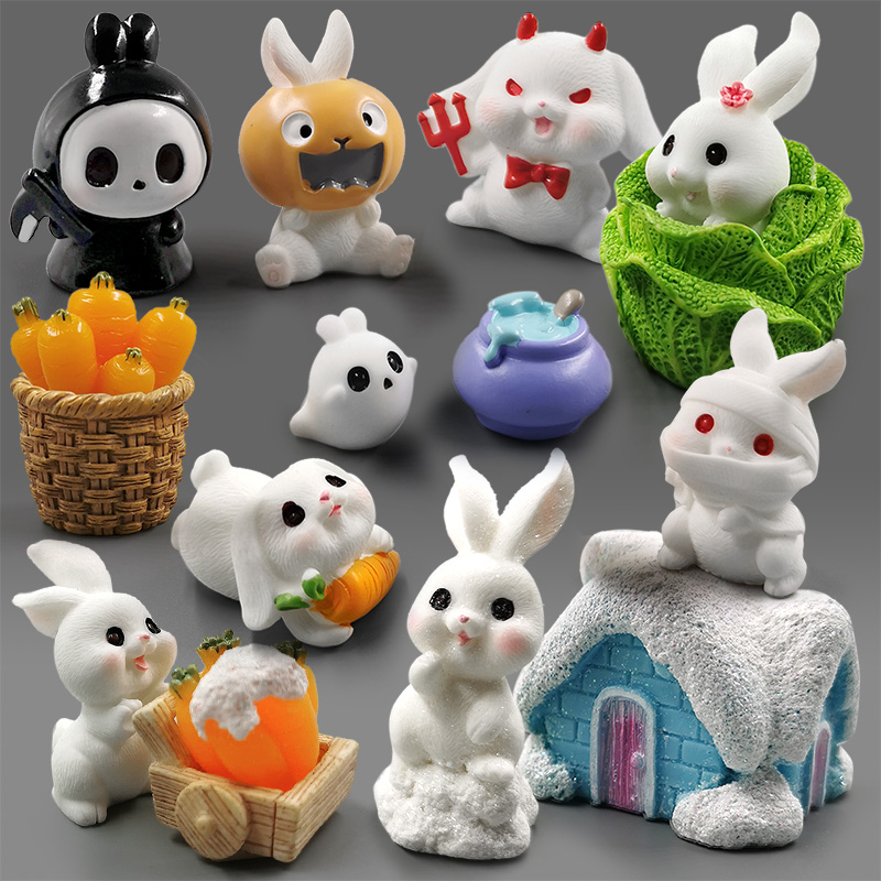 Home Decor Za - Patung Kelinci Putih Paskah Natal Halloween