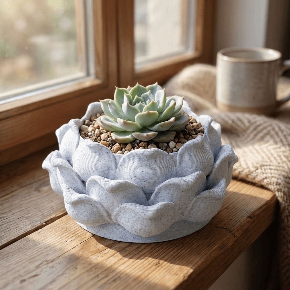 Rattan Plant Basket - Pot Tanaman Sukulen Bentuk Teratai, Pot