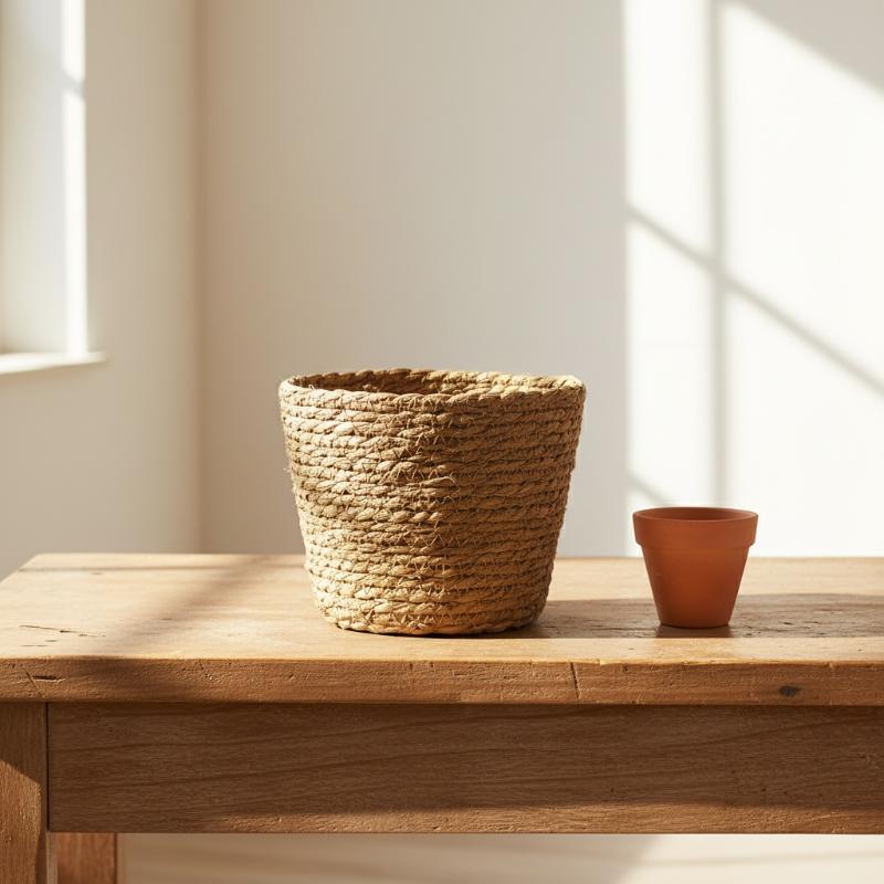Keranjang Rotan Pot Bunga Pena - Rattan Plant Basket ulasan dan harga