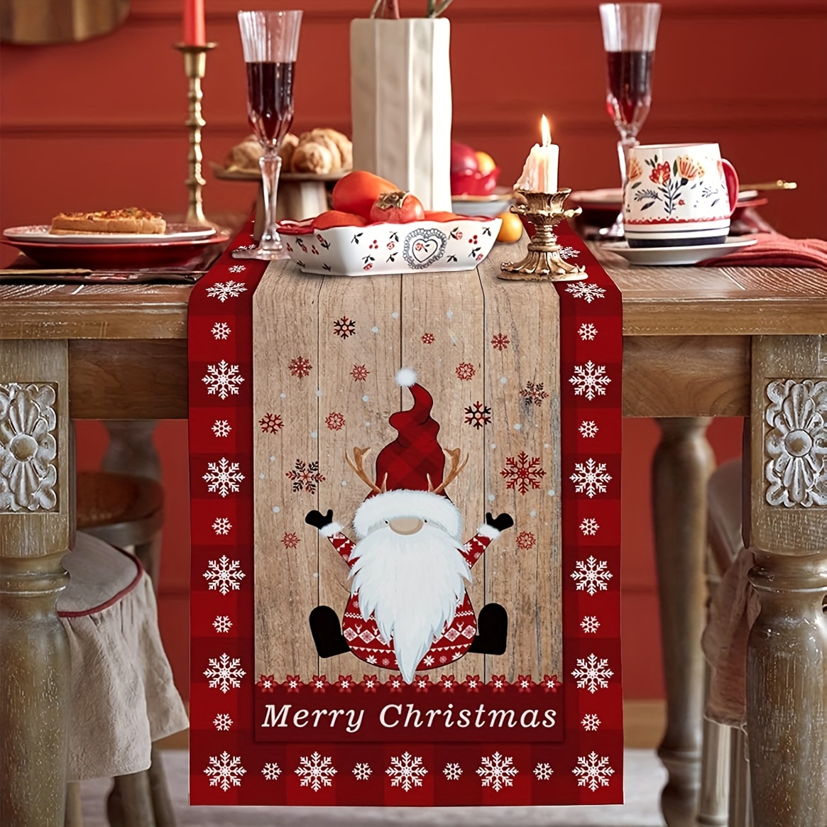 Taplak Meja Bertema Gnome Nata - Linen Table Runner ulasan dan harga