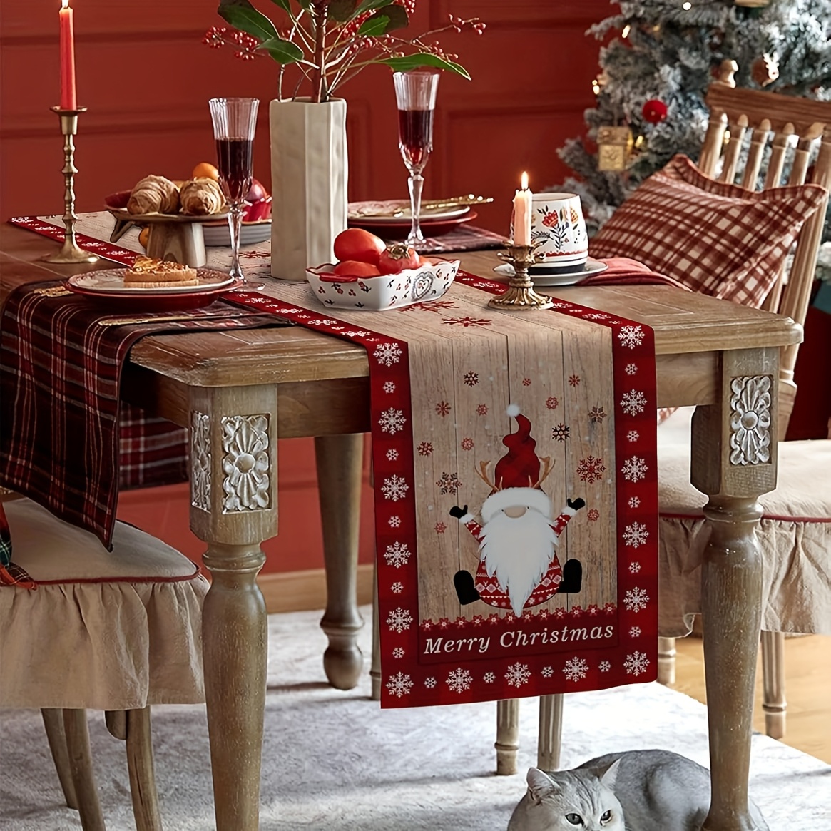 Taplak Meja Bertema Gnome Nata - Linen Table Runner ulasan dan harga