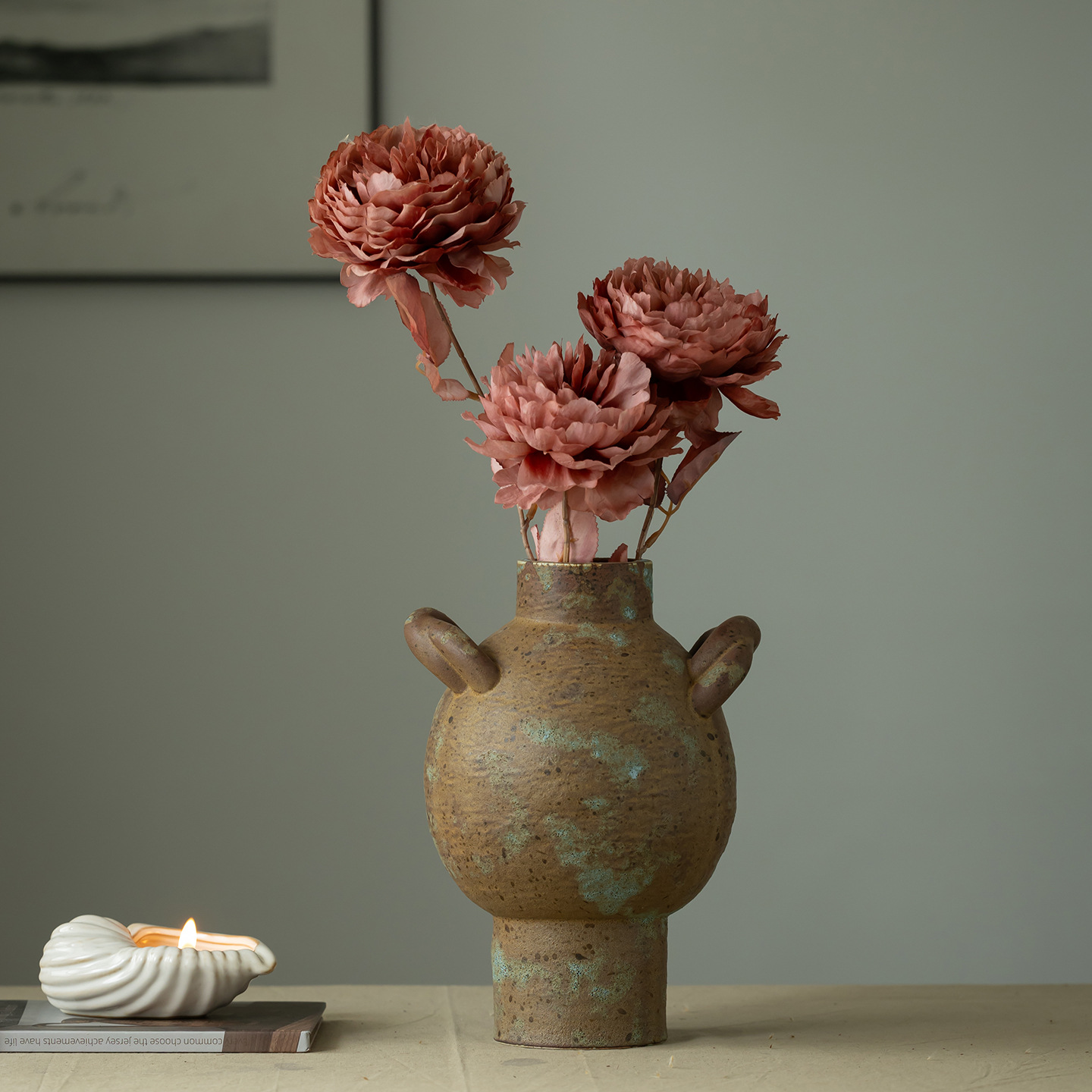 CAPIRON Vas Keramik Rustic unt - Pampas Grass Decor ulasan dan harga