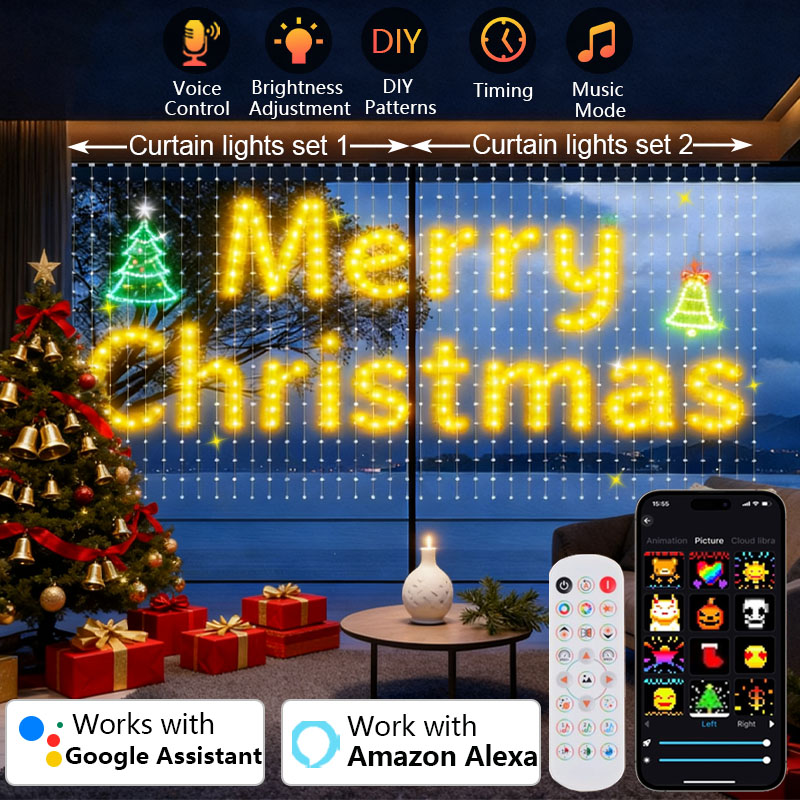 1/2 Buah Lampu Tirai Pintar 40 - Home Decor Free App ulasan dan harga