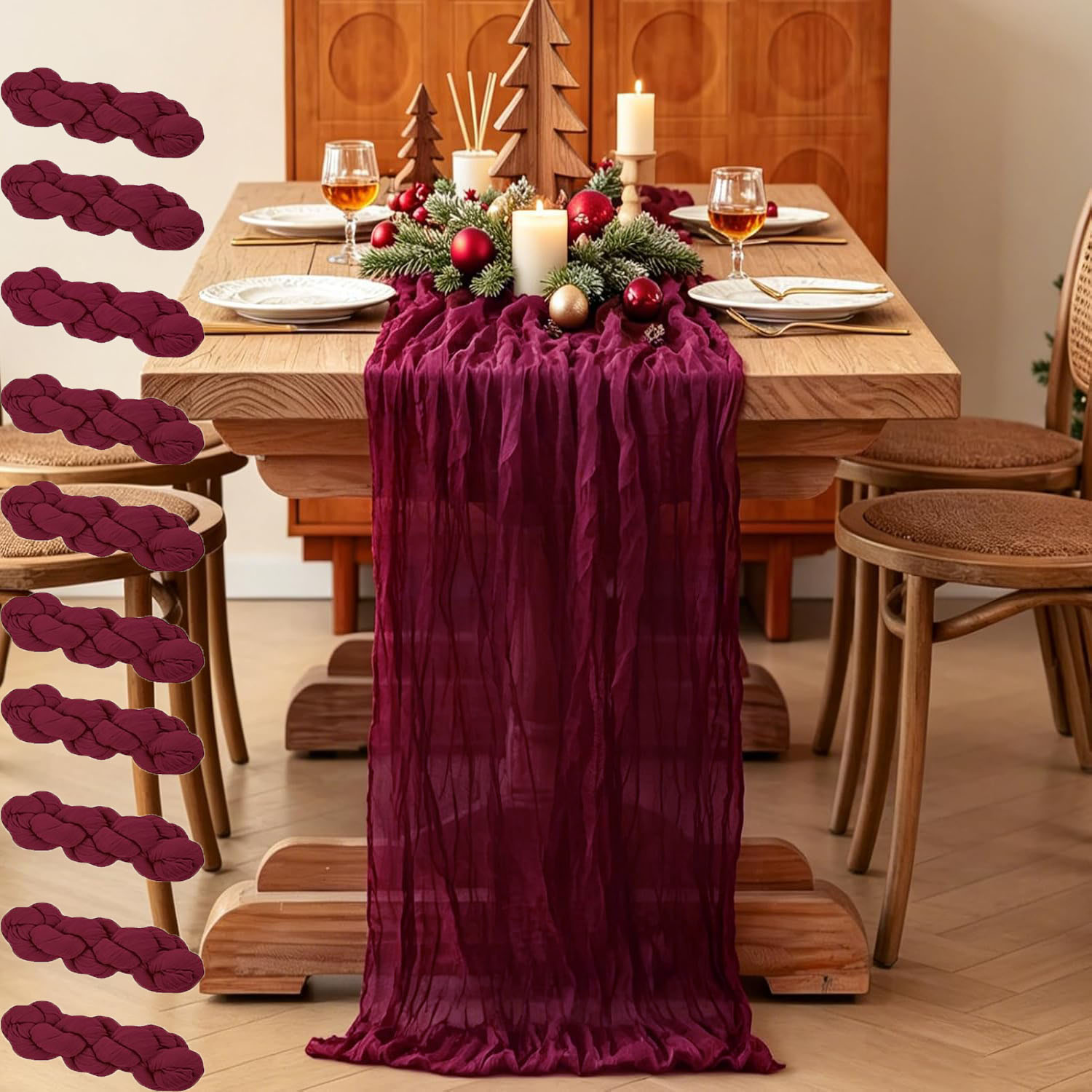 10Pcs Taplak Meja Kain Kasa De - Linen Table Runner ulasan dan harga