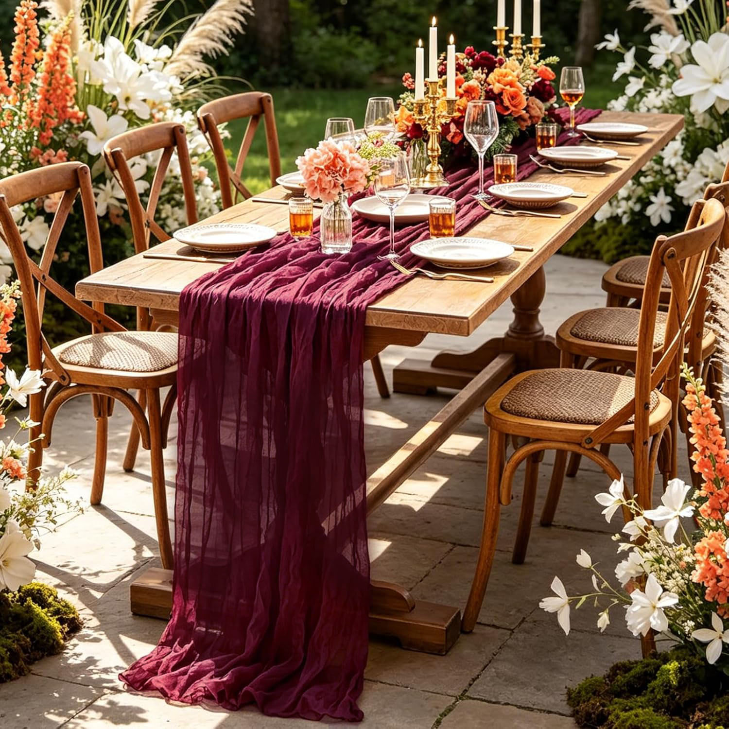 10Pcs Taplak Meja Kain Kasa De - Linen Table Runner ulasan dan harga