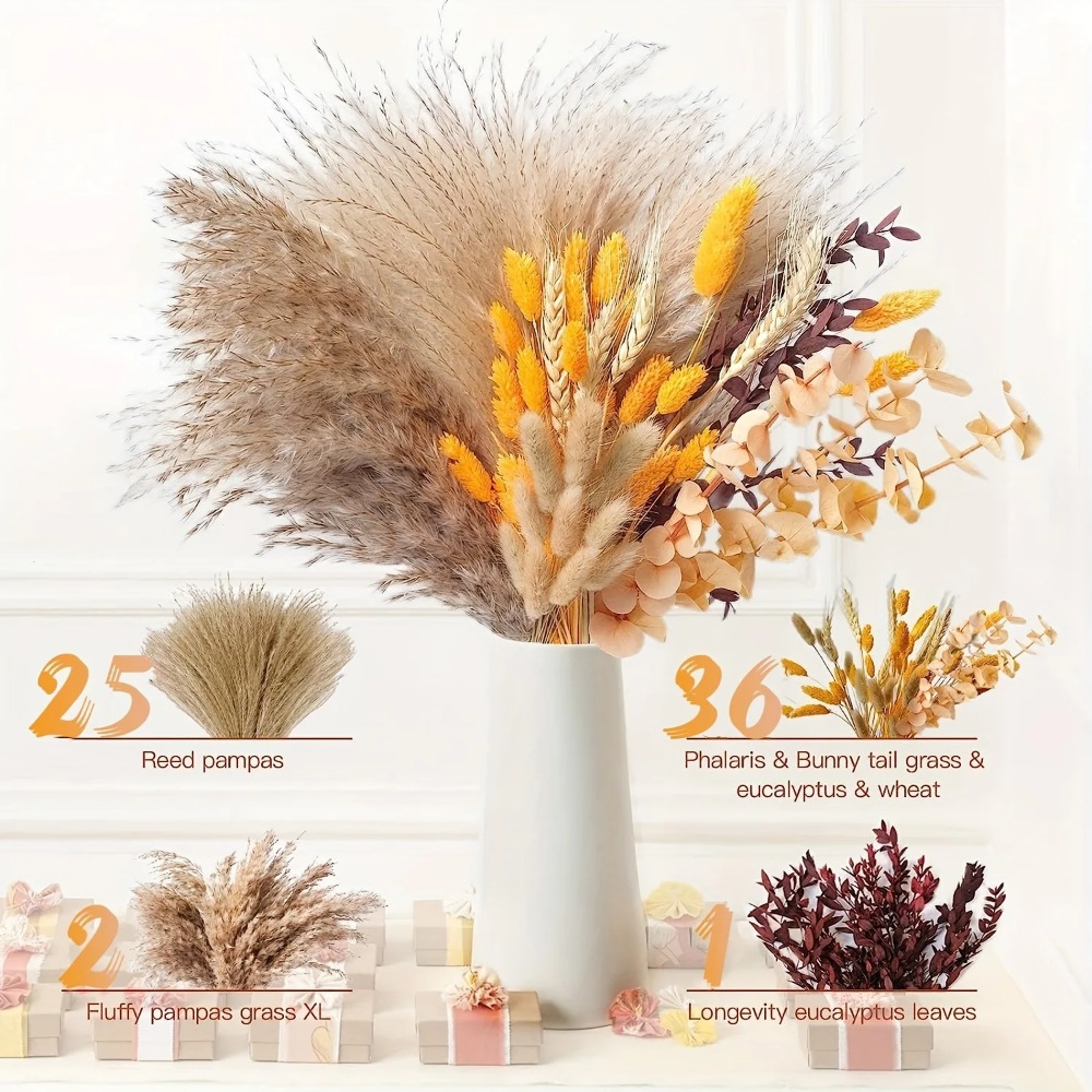 80 Buah Buket Bunga Kering Ala - Pampas Grass Decor ulasan dan harga