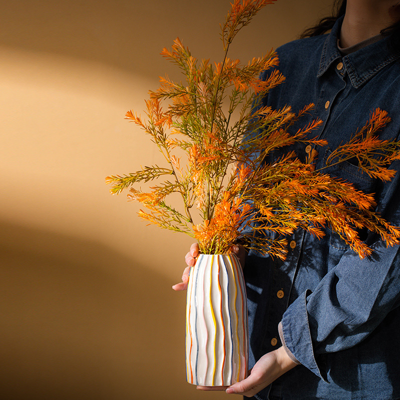 CAPIRON Vas Keramik Garis Warn - Pampas Grass Decor ulasan dan harga