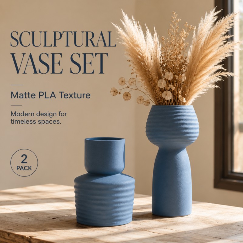 2Pcs Set Vas Biru Bertekstur K - Pampas Grass Decor ulasan dan harga