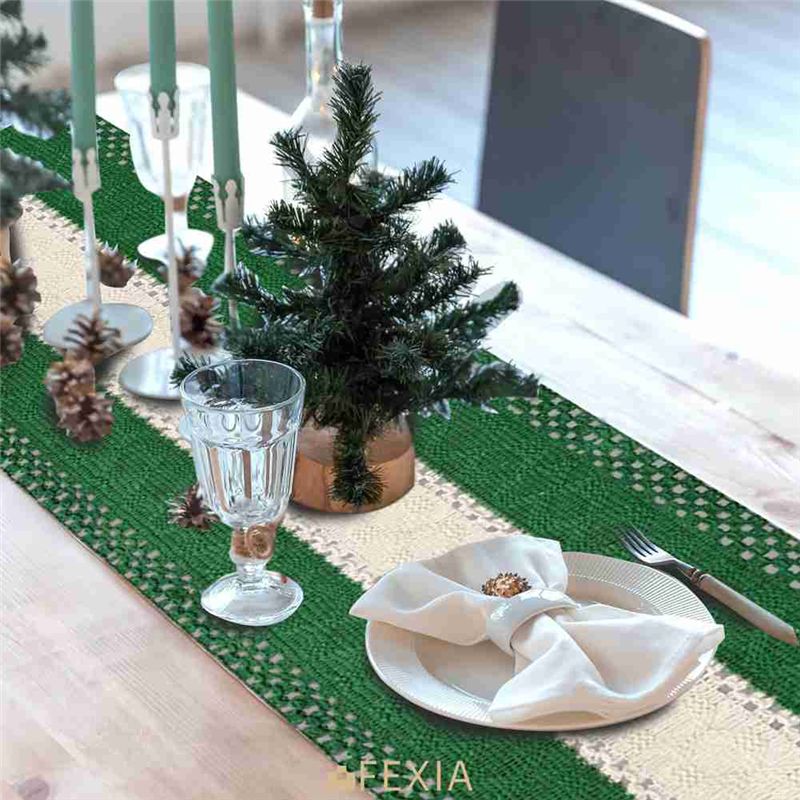 Taplak Meja DT15 Boho Farmhous - Linen Table Runner ulasan dan harga