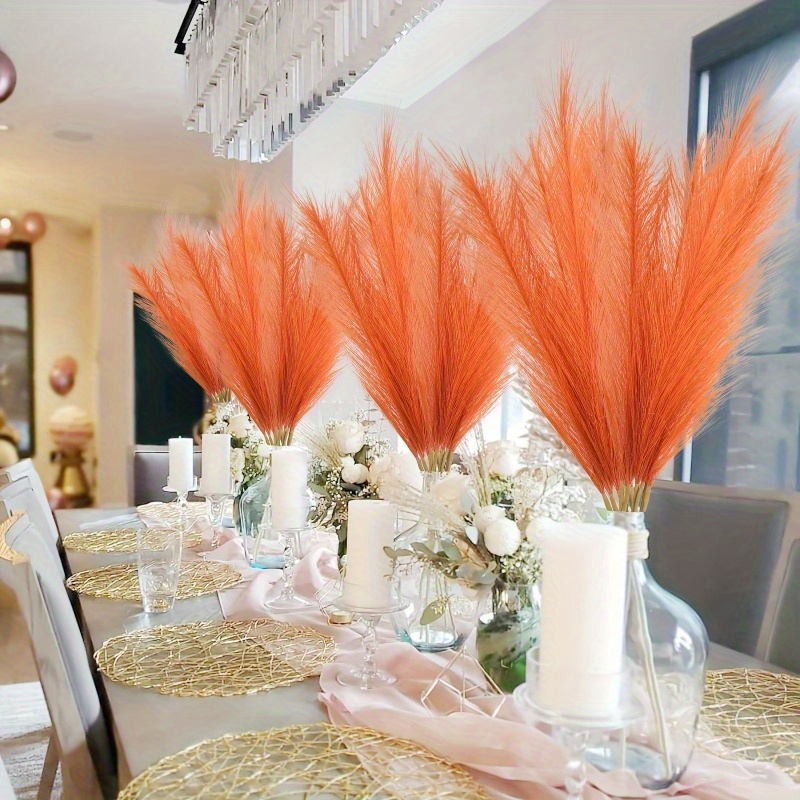 10pcs Rumput Pampas Oranye Cer - Pampas Grass Decor ulasan dan harga