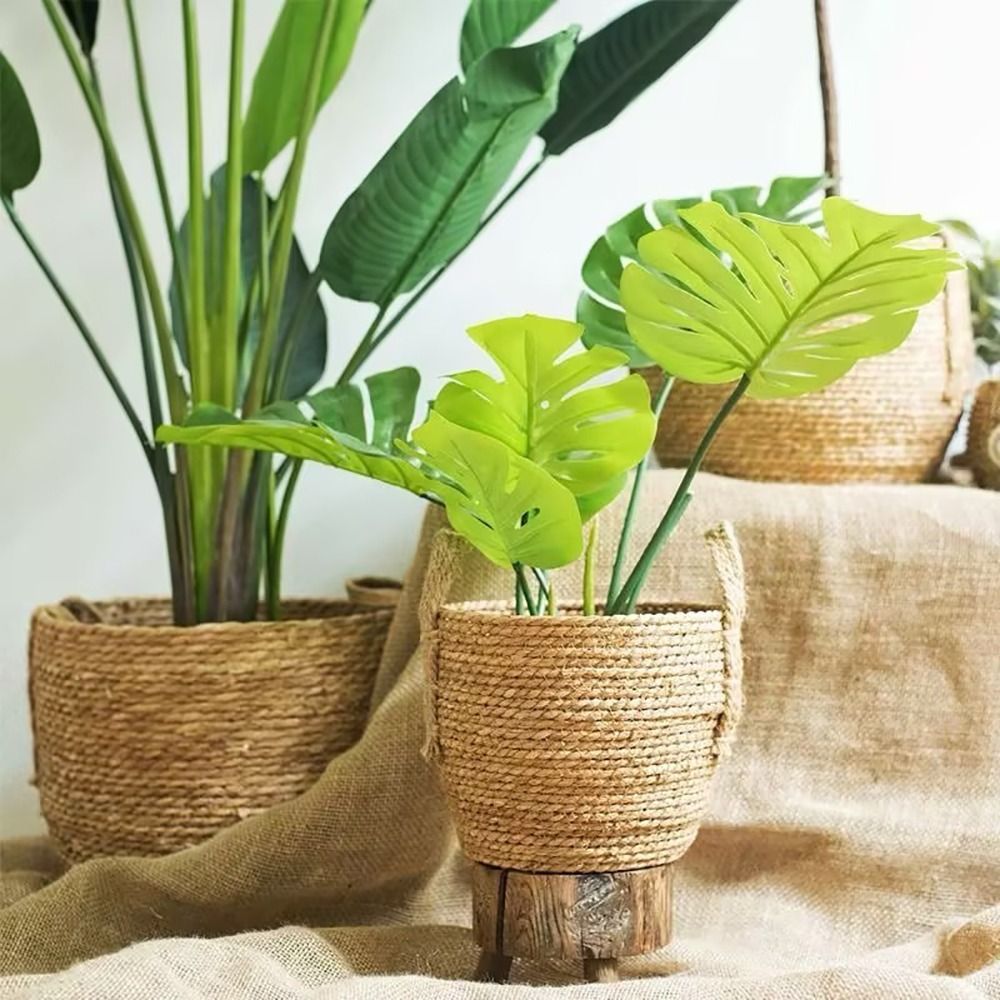 1 Buah Keranjang Pot Bunga Unt - Rattan Plant Basket ulasan dan harga