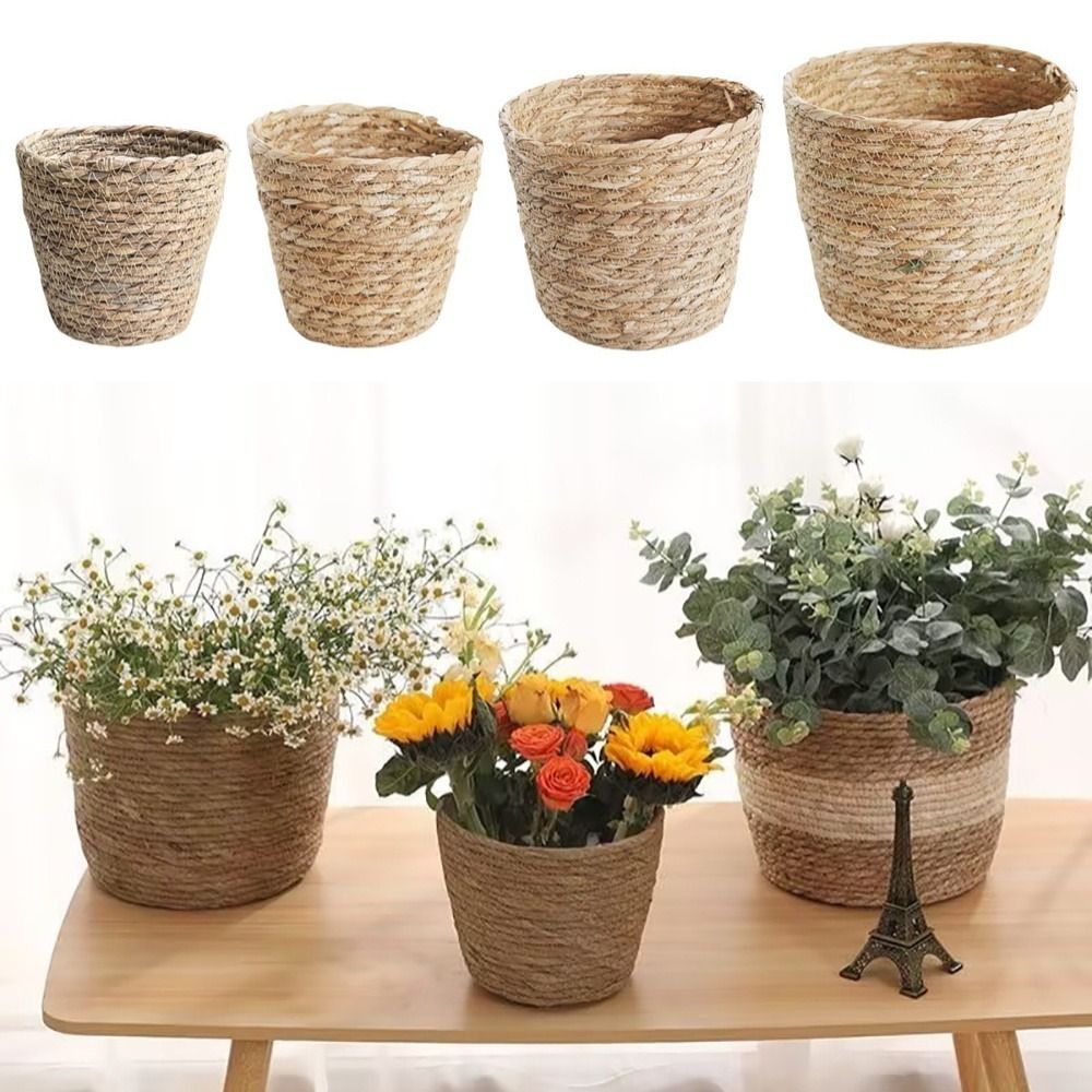 1 Buah Keranjang Pot Bunga Unt - Rattan Plant Basket ulasan dan harga
